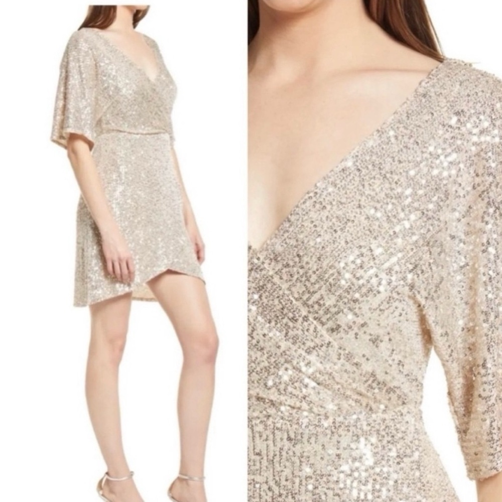 Lulu's Shimmering Gold Sequin Mini Dress - Picture 4 of 6